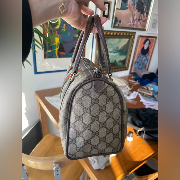 Gucci canvas stripe monogram supreme Boston Bag - Picture 8 of 16